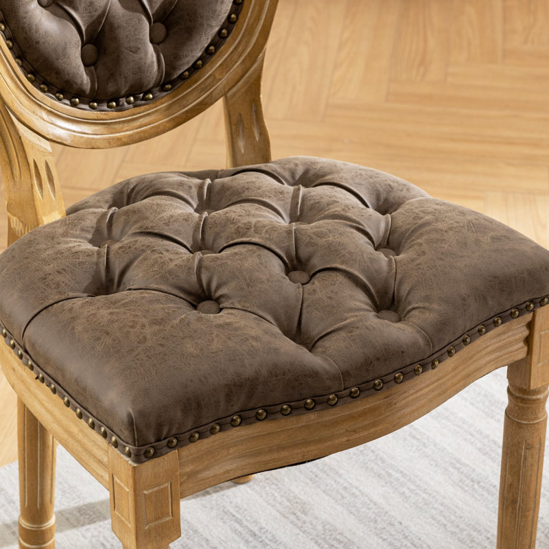 Chaise de salle à manger style français avec dossier rond, Brun