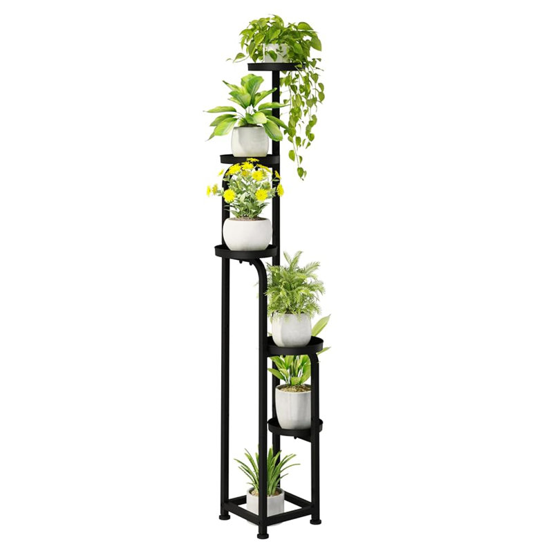 Support pour plante à 5 niveaux en métal, tablette intérieure / extérieure robuste pour patio, jardin, balcon, salon