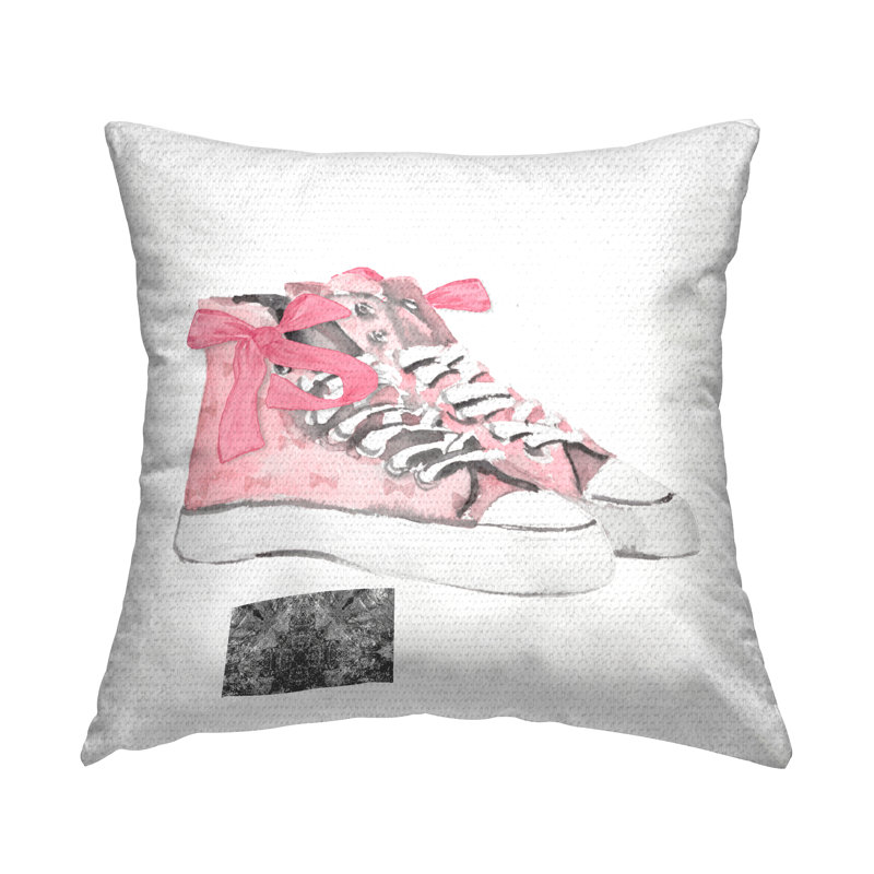 Coussin d'extérieur simple imprimé à nœuds roses par Lanie Loreth