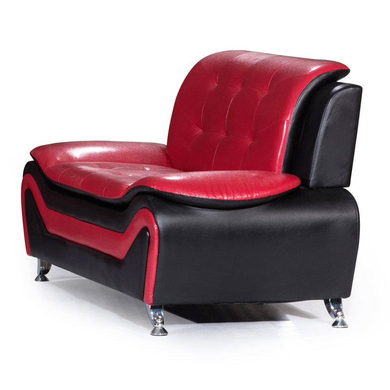 Causeuse JaCee, Similicuir rouge/noir