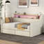 Twin Size Daybed With Storage Drawers, Upholstered Daybed With Charging Station And LED Lights