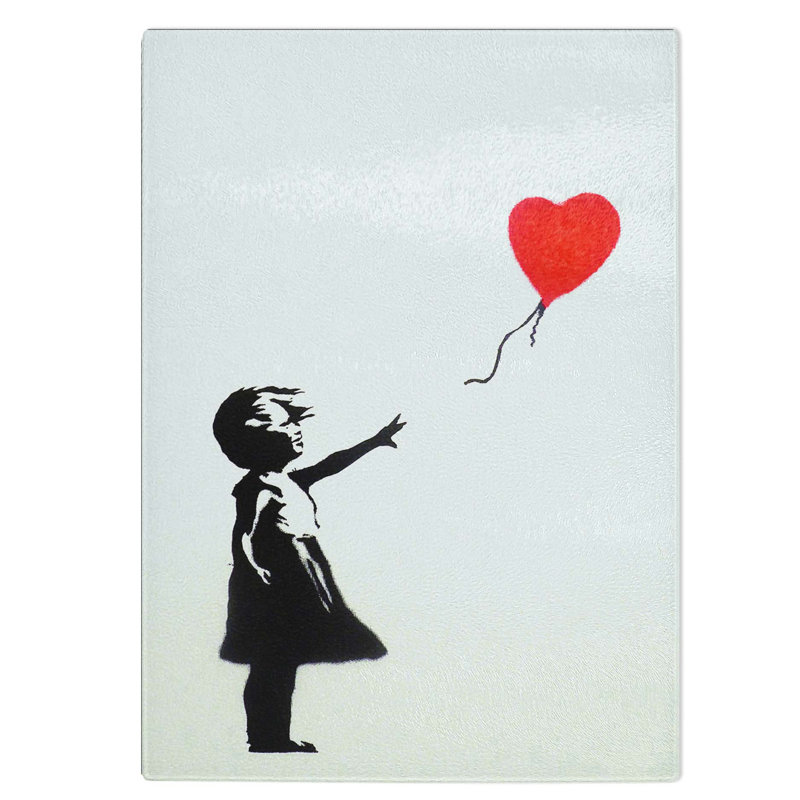 Glass Girl With Red Balloon Chopping Board, 28.5 cm W x 20 cm L