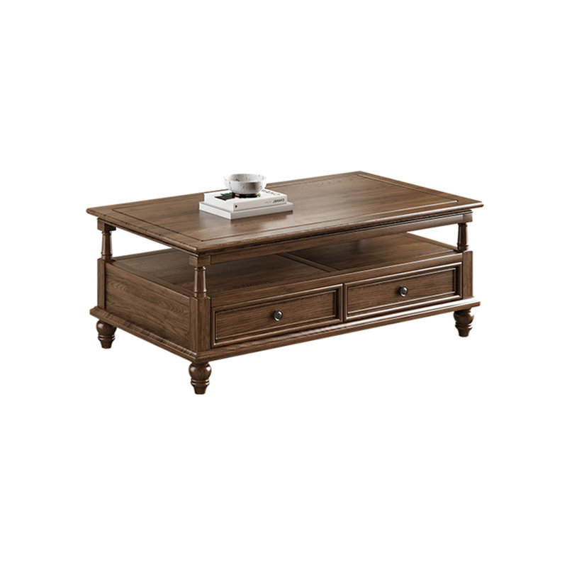 Table basse vintage en bois massif de style européen, Brun