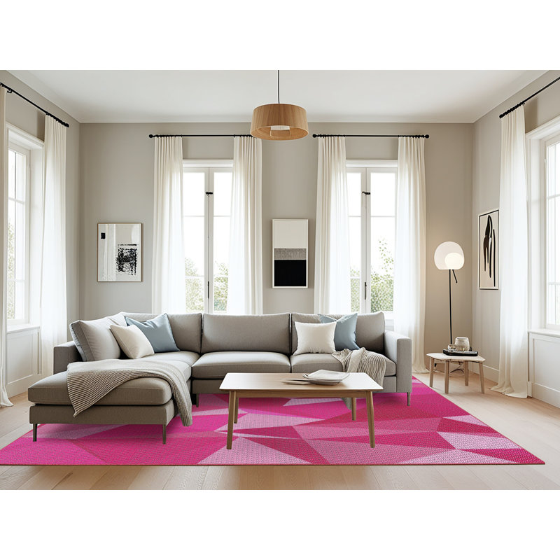 Tapis rose tissé à la machine, Rectangle 8 pi x 10 pi