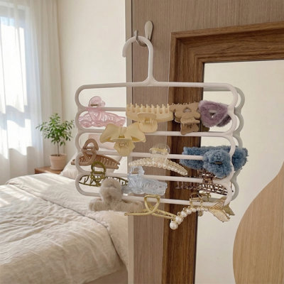 Cintre multi-niveaux pour accessoires de cheveux avec crochets, bandeau peu encombrant et support à pince à cheveux pour porte de placard de chambre à coucher, porte-bijoux et porte-chouchou 