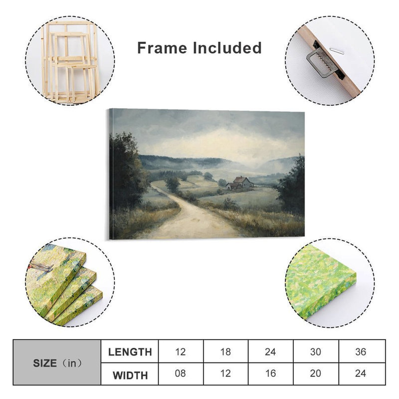 Toile encadrée 24 "x 36" avec cadre en bois, prête à être accrochée, 24×36inch