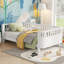 Lit plateforme simple en bois pour enfants avec garde-corps, profil bas, conception sécuritaire-714832620