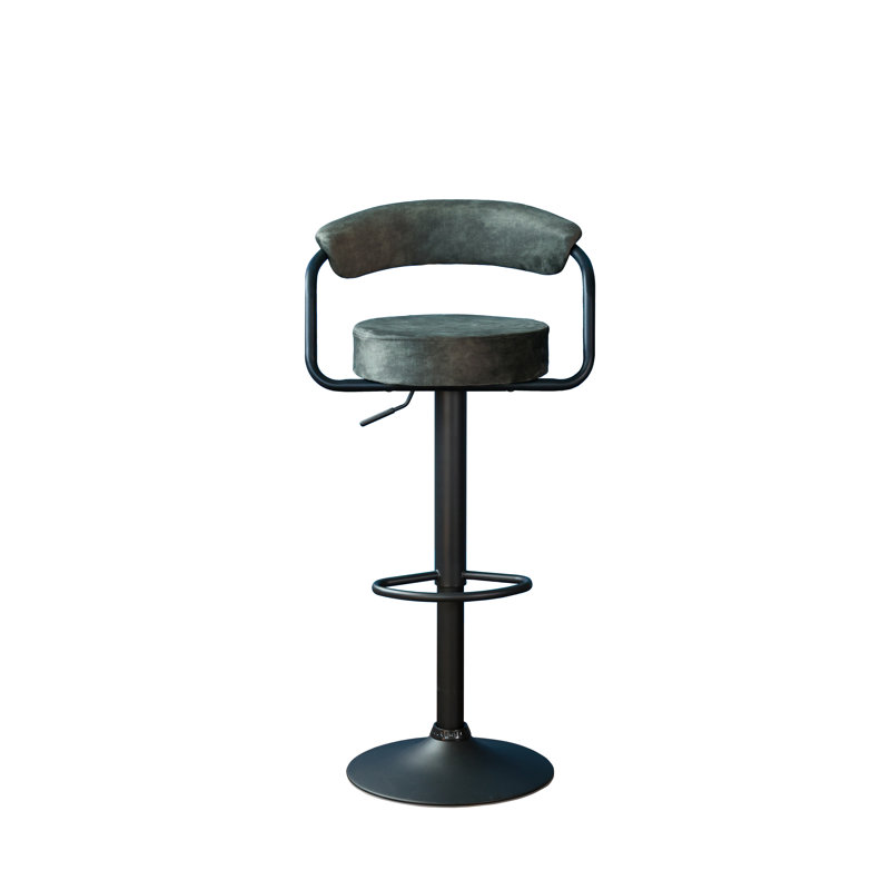 Swivel Upholstered Adjustable Height Counter Stool with Metal Frame, Green