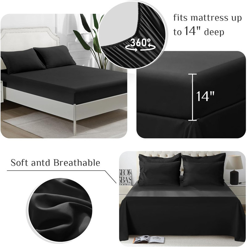 Ensemble de literie 7 pièces, couette ultra-douce en duvet synthétique avec draps, taies d'oreiller et couvre-lits
