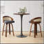 Ensemble de 2 tabourets de bar pivotants, structure en bois moderne avec dossier en rotin, tabouret en cuir de polyuréthane pour comptoir de cuisine, tabourets de bar rembourrés avec repose-pieds de style Mid-Century, tabourets de comptoir industriels-530858020