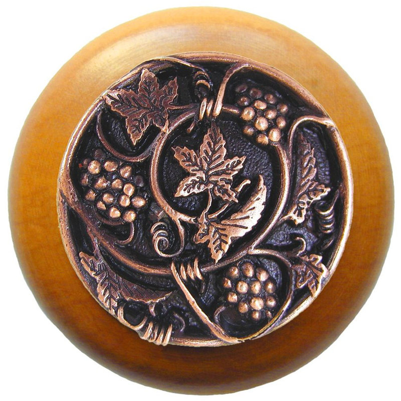 Tuscan Mushroom Knob, Antique Copper/Maple Wood