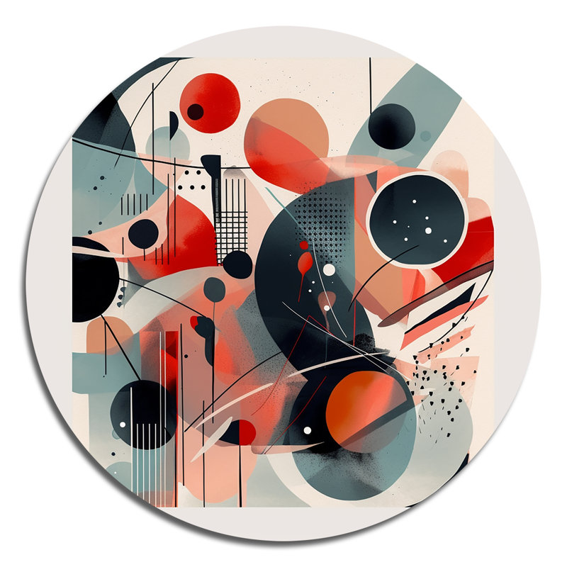 Art mural rond rouge et noir Minamlism Intimacy III - Minimalisme abstrait, H 36 po x l 36 po x P 1 po