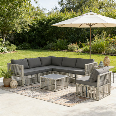 7-Piece Outdoor Rattan Patio Sectional Furniture Set