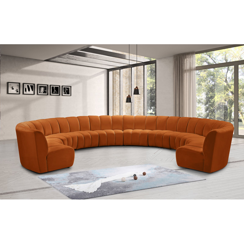 Canapé modulaire en velours Infinity, 10 pièces, Velours cognac