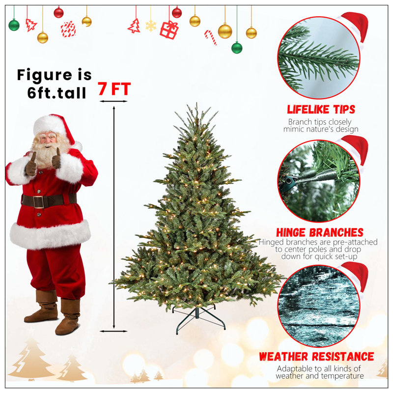 Arbre de Noël pleine forme avec 750 lumières UL - branches mixtes en PE / PVC, 2257 pointes, base large pour les espaces spacieux, structure à charnières, support en métal stable