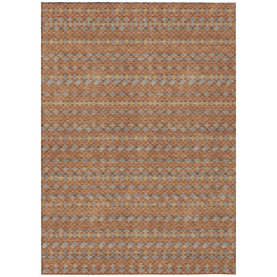 Tapis extérieur lavable rayé orange et taupe 5 pi x 8 pi