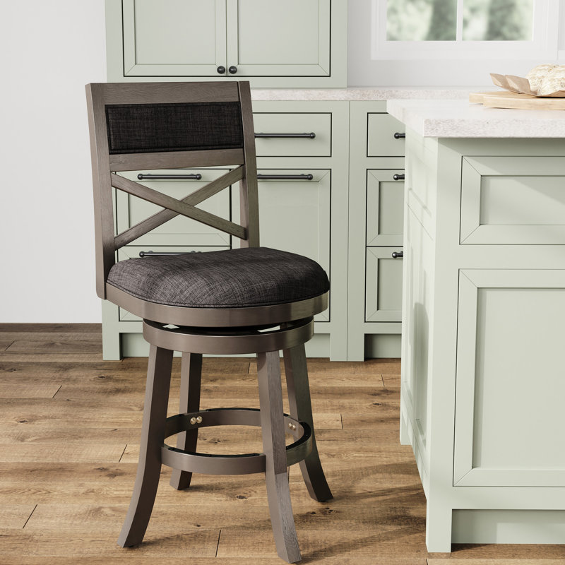 Tabouret de comptoir de 24 po avec fonction pivotante, gris vieilli, revêtement gris anthracite, rehausse l'espace, la chaise et le siège ajoutent du confort à la maison