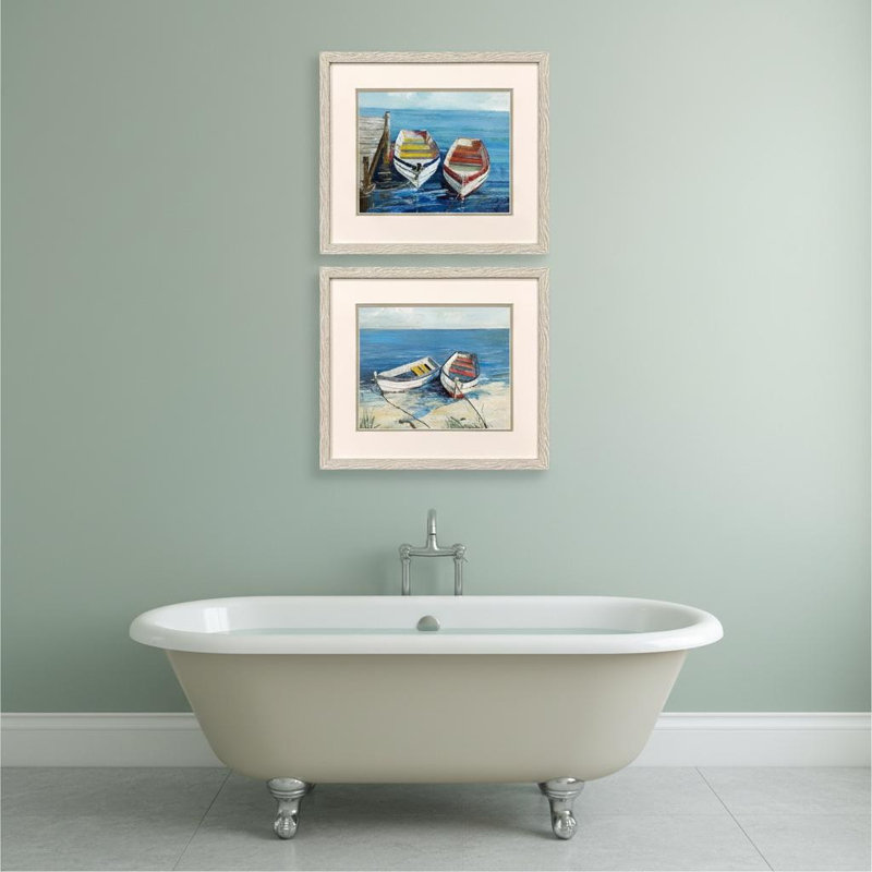 Ensemble d'art mural encadré blanc "Deux jours de pêche"