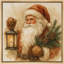 Décoration murale classique de père Noël avec lanterne et branche de pin - impression sur toile encadrée-454653075-454653166