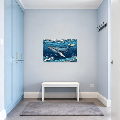 Animals Whale Swimming In Ocean Waves Pattern