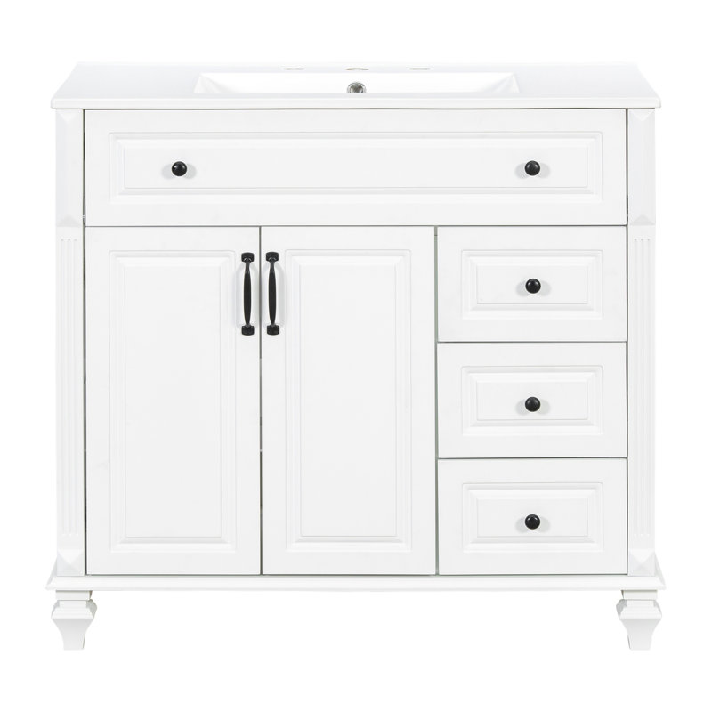 36" Bathroom Vanity with Sink, White