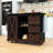 Rolling Kitchen Island with Drop Leaf, 3 Drawers, Sliding Barn Door and Adjustable Shelves-67302134