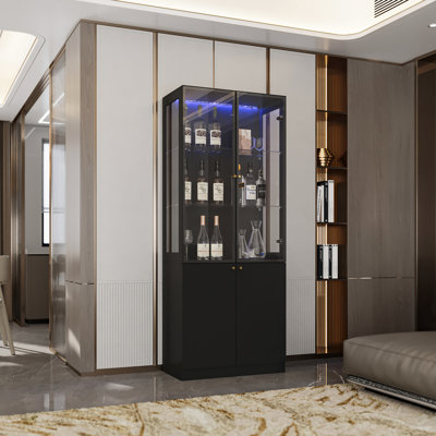 78.7"H China Cabinet With Glass Door And Light by Hokku Designs