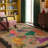 Oriental Animal Print with Tropical Botanical Floral Machine Washable Area Rug-1348866756-1348866757