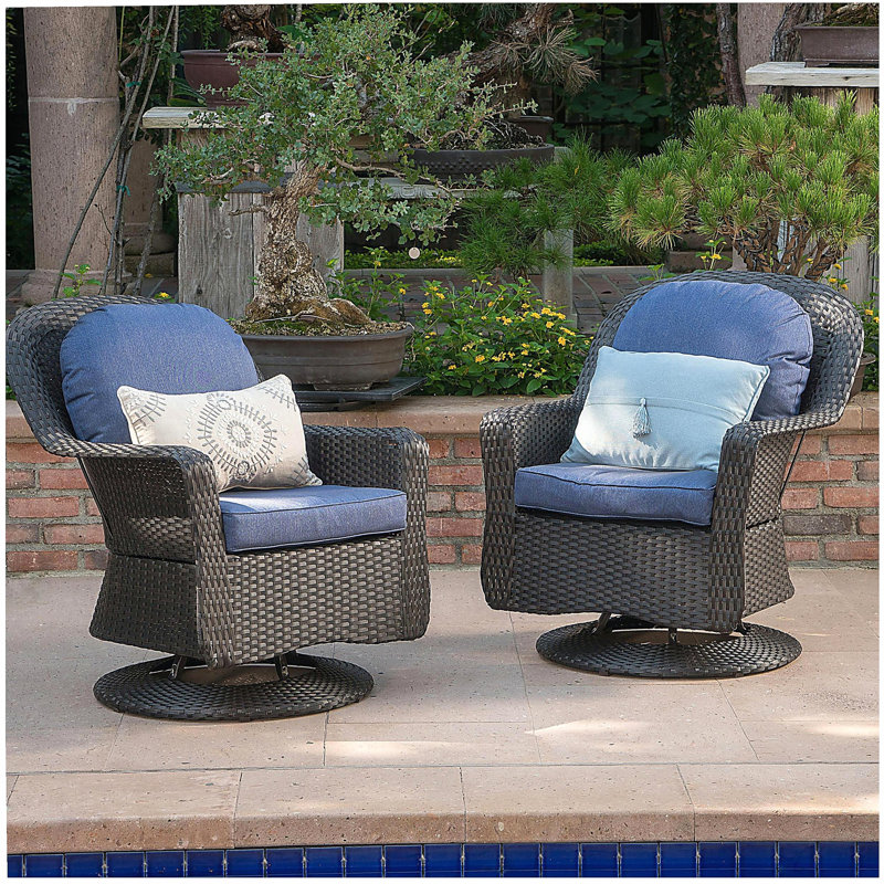 Fauteuil club pivotant, Bleu, Noir