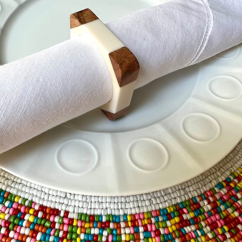 Quatro Napkin Rings - White, White