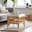 Repose-pieds Rivelle en tissu d'ameublement blanc et rotin brun H 18,11 po x l 18,32 po x P 18,32 po Rivelle