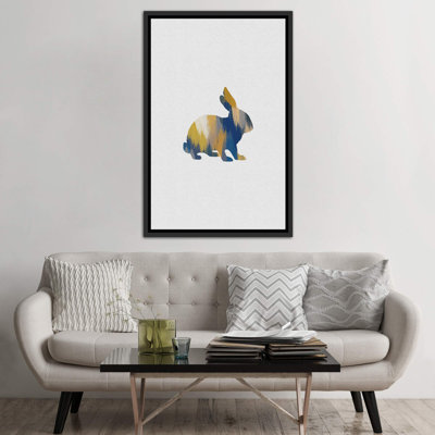Lapin bleu et jaune - impression