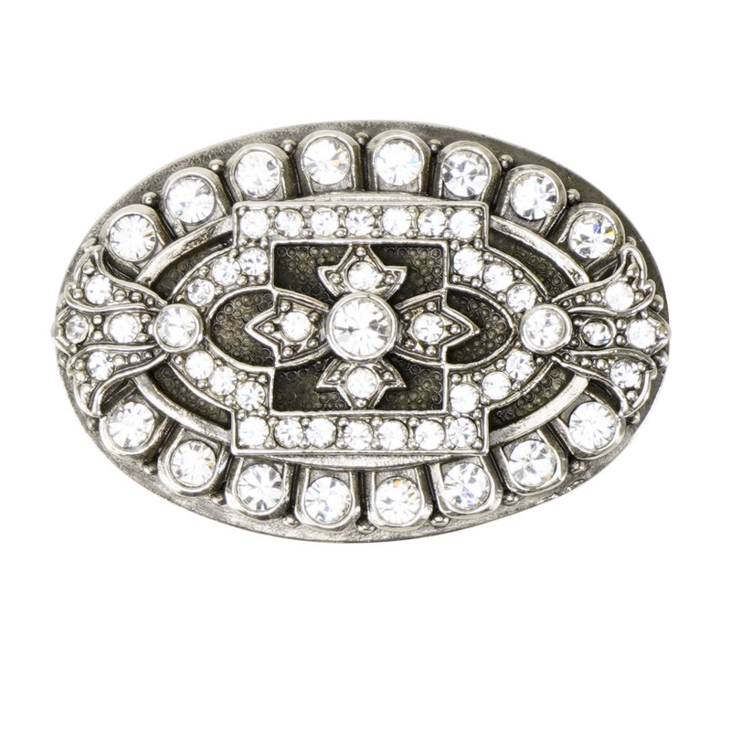 EVENING DRESS 2 OVAL KNOB; DECORATED WITH SWAROVSKI® CLEAR CRYSTAL, Silver