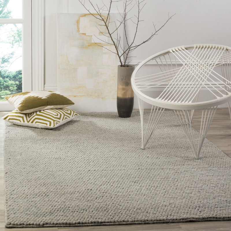 Tapis argenté fait à la main Elle, Rectangulaire 3 pi x 5 pi