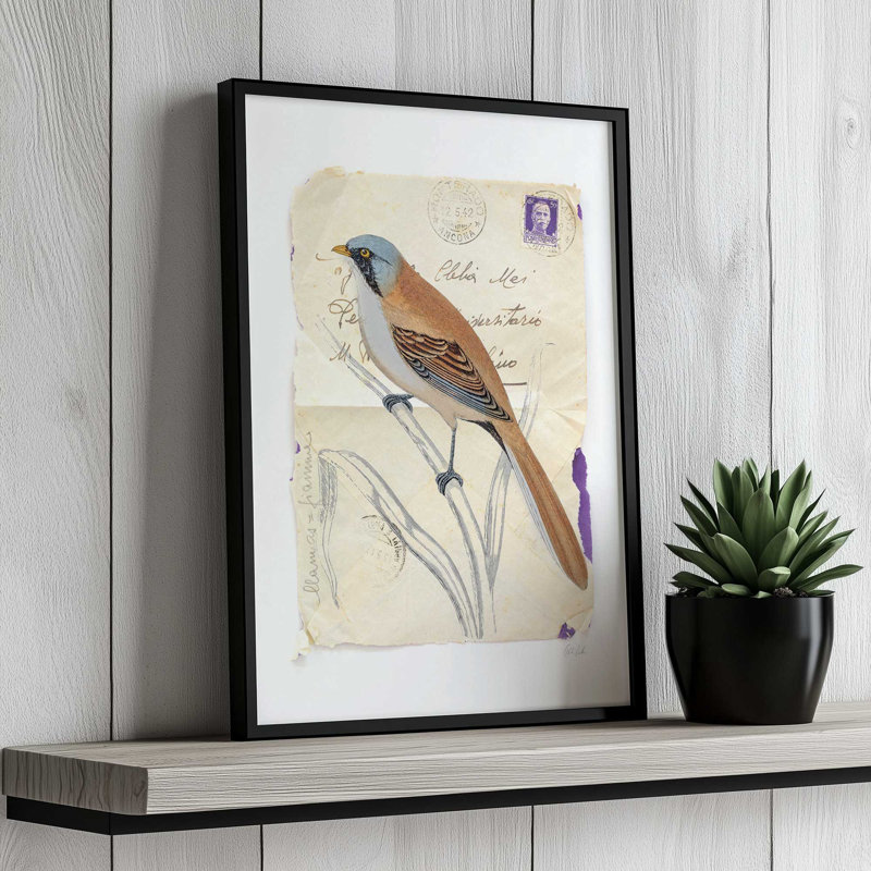 Reproduction d'art sur toile, "Beardy Tit" par Deborah Revell, H 16 po x l 12 po, Or