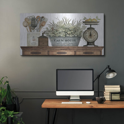 Luxe Metal Art 'Farm House Kitchen'  by Cindy Jacobs Metal Wall Art, 48" x 24"