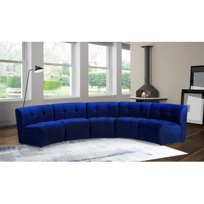 Canapé modulaire symétrique en velours de 145 po de largeur Jedson