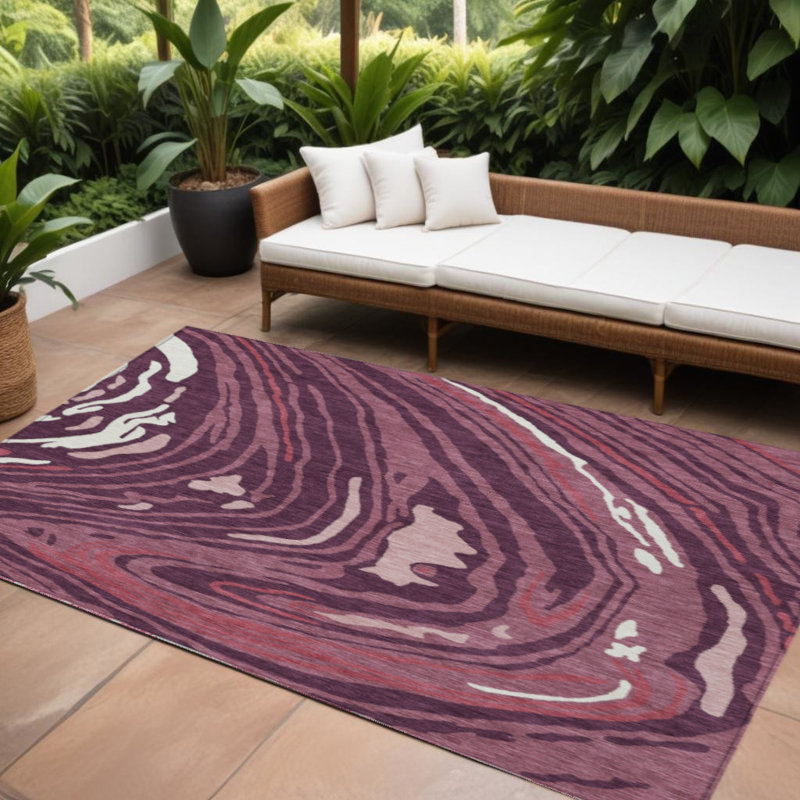 Tapis intérieur lavable abstrait brique bourgogne 9 pi x 12 pi