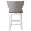 Tabouret de bar pivotant de 26 po à hauteur de comptoir avec dossier, rembourré blanc et gris, boutons de dossier, pivotant à 180 degrés, plaque de repose-pieds en métal, glissières en plastique, opération d'assemblage sans effort - Endeavour
