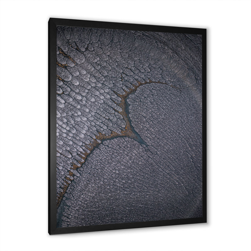 Luxe luxueux, art fluide sur toile monochrome gris IV, Cadre noir, H 20 po x l 12 po x P 1 po