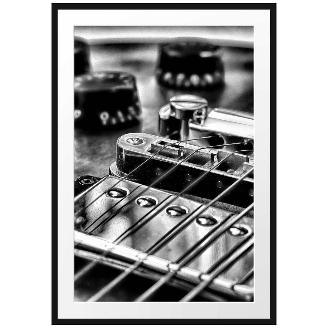 Gerahmtes Poster Black and White Guitar, Gitarre