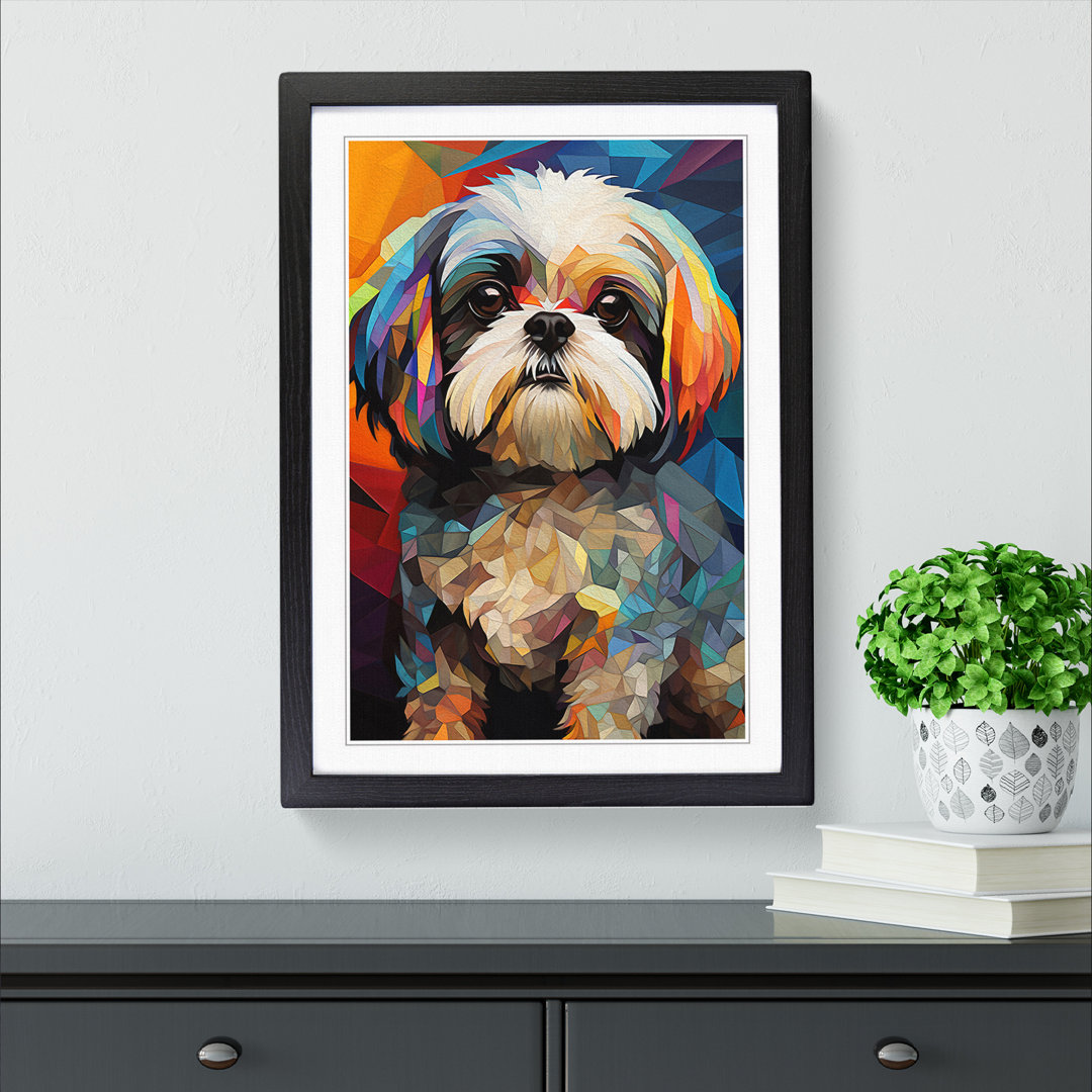 Shih Tzu Cubism - Framed Print