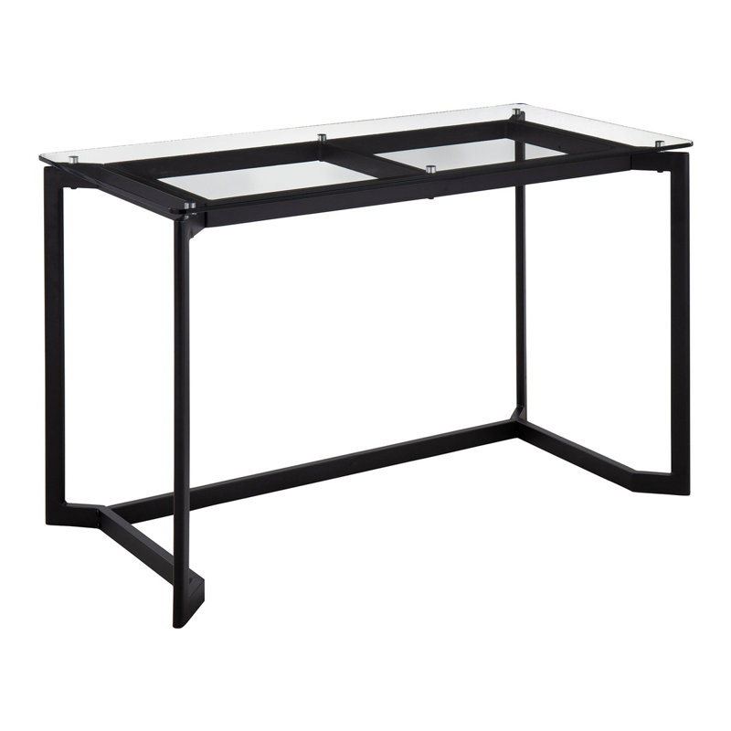 Garey Glass Top Desk, Black