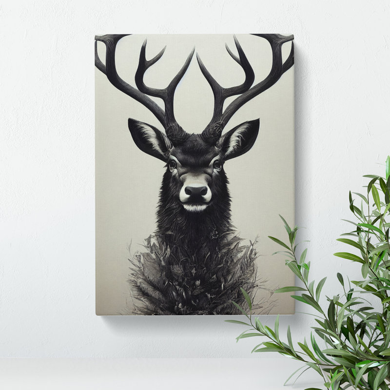 XC1022-156X A Stag - Wrapped Canvas Print, 60cm H x 40cm W x 3cm D