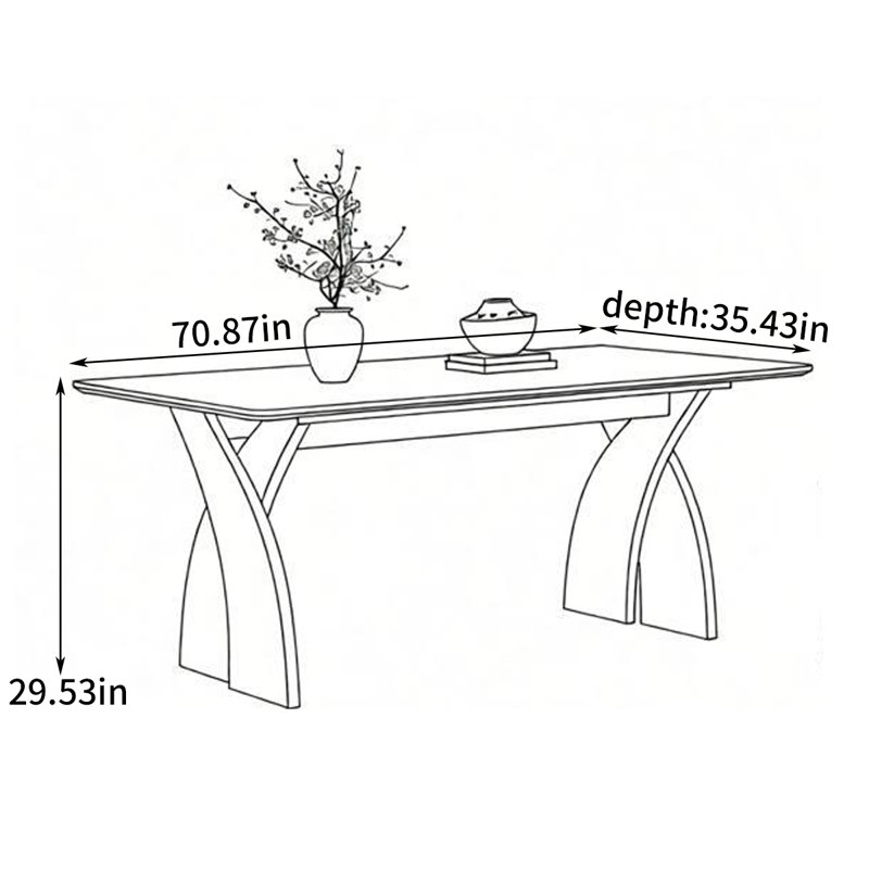 Table de salle à manger American American, H 29,53 po x L 70,87 po x l 35,43 po