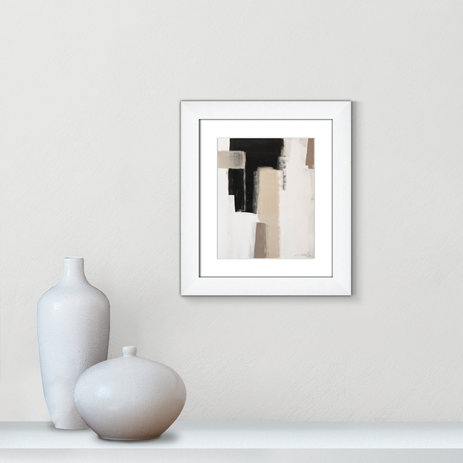 Giverny Earth Scapes I Framed On Paper by Print, White Cube Frame Matted, 16.5" H x 14.5" W x 1.25" D