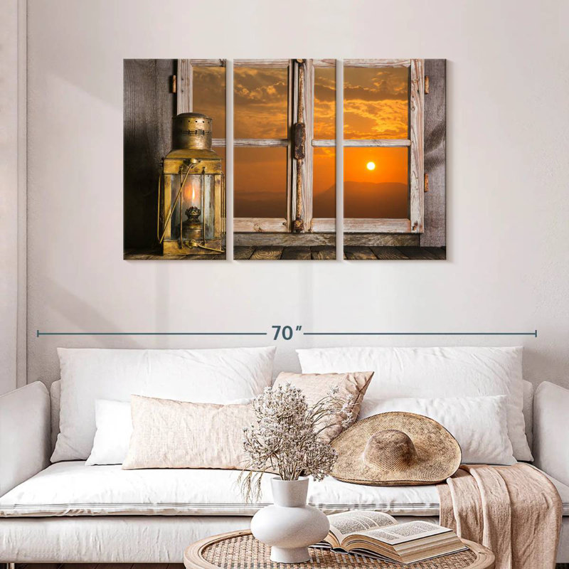 Senne Copper Lantern By The Window, 28" H x 45" W