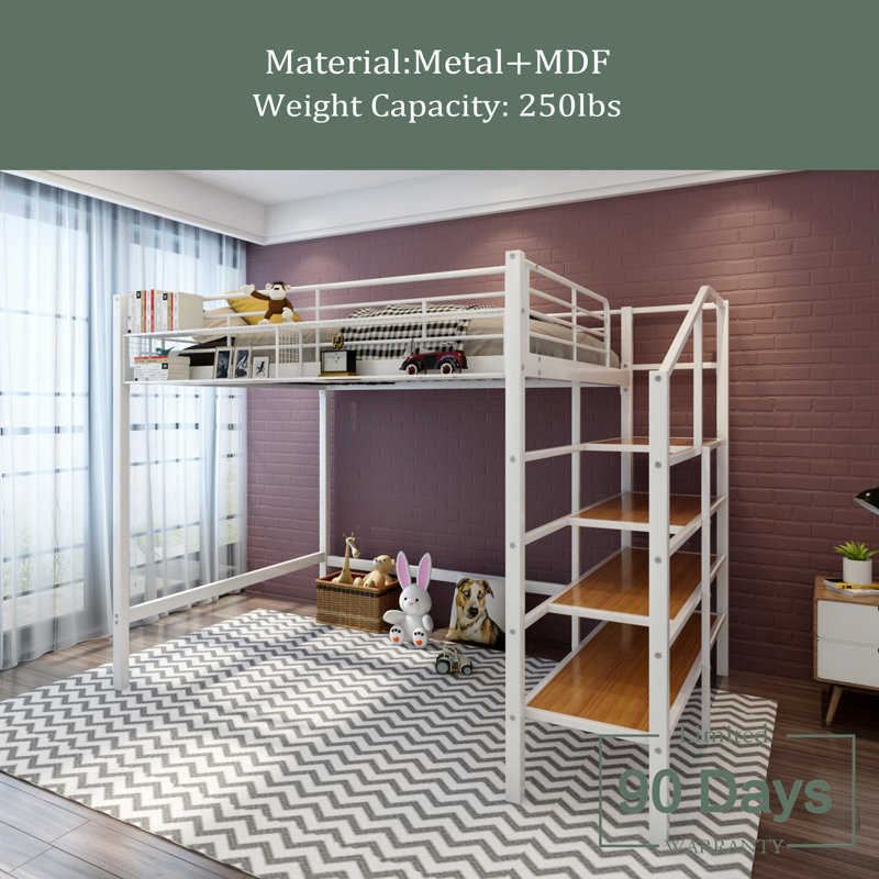 Lit mezzanine pour enfants Imalay, Blanc / brun, Double