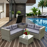 4 Piece Sofa Set With Storage Box Gray