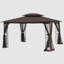 Pavillon de jardin d'extérieur 13 pi x 10 pi avec pieds stables et toit à double couche - tissu de grande taille brun